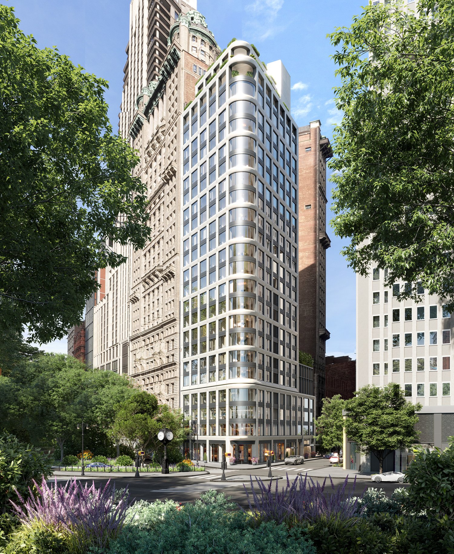 Façade Installation Progresses on 1 Park Row in the Financial District, Manhattan